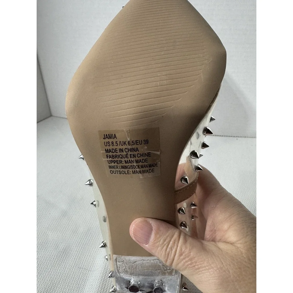 Shoe Dazzle Jamie Clear With Silver Studs Pumps Women's Size 8.5 great for PROM - Picture 9 of 14